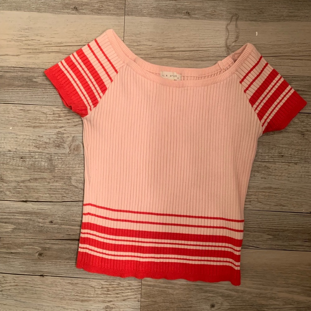 Striped Pink Off-The-Shoulder Pacsun Tee
